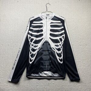 Y2K Northwave Cycling Full Zip Jersey Goth Punk Emo Skeleton AOP Men Sz XL